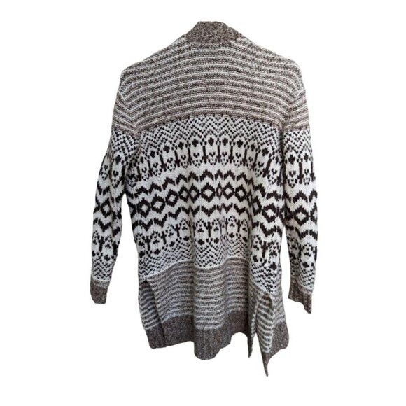 American Eagle Outfitters Brown Knit Fair Isle Open Midi Sweater Cardigan XS - Picture 3 of 6